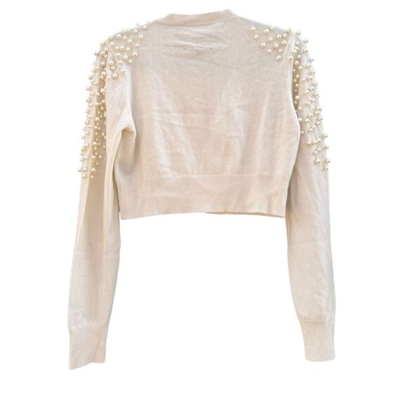 LE SUPERBE Women's Hailey Cropped Wool-blend Cardigan in  Ivory Size Medium - Picture 3 of 6